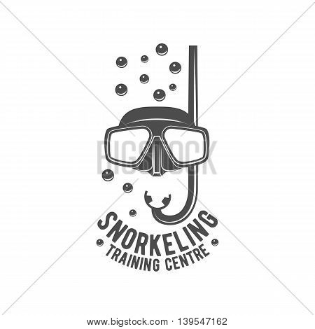 Scuba diving label. Underwater swimming logo. Sea dive, spearfishing, vector illustration. Diving emblems and designed elements