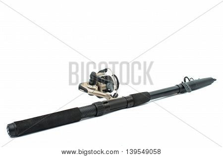 fishing pole equipment isolated on white background