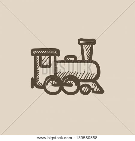 Train vector sketch icon isolated on background. Hand drawn Train icon. Train sketch icon for infographic, website or app.