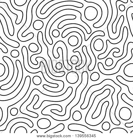 Abstract seamless pattern. Curved lines and circles.