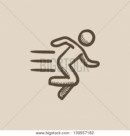 Running man vector sketch icon isolated on background. Hand drawn Running man icon. Running man sketch icon for infographic, website or app.