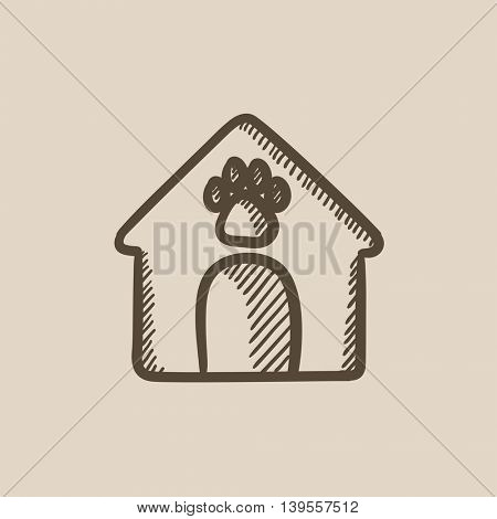 Doghouse vector sketch icon isolated on background. Hand drawn Doghouse icon. Doghouse sketch icon for infographic, website or app.