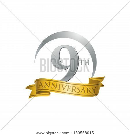 9th anniversary gold logo template. Creative design. Business success