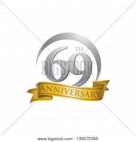 69th anniversary gold logo template. Creative design. Business success