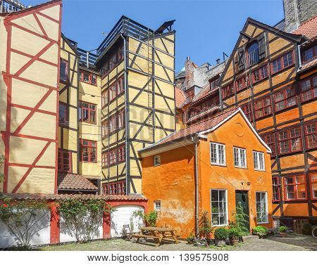 colorful frame houses in Copenhagen the capital city of Denmark