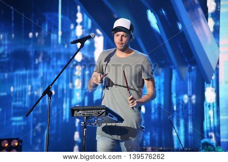 VITEBSK, BELARUS - JULY 17: Dutch pop singer Janieck Devy performs during the 25th Slavyansky Bazar Festival on July 17, 2016 in Vitebsk, Belarus