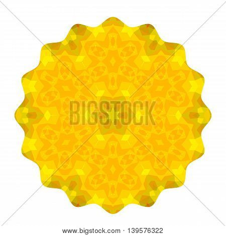 Ornamental Yellow Round Pattern Isolated on White Background