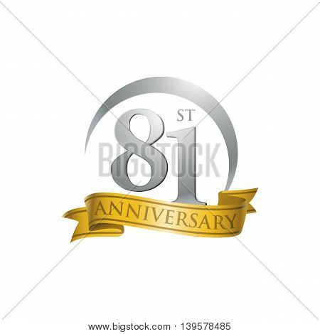 81st anniversary gold logo template. Creative design. Business success