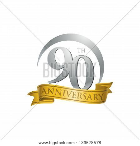 90th anniversary gold logo template. Creative design. Business success