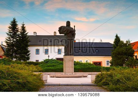 NITRA, SLOVAKIA - JULY 02, 2016: Statue of Pribina in the old town of Nitra, Slovakia on July 02, 2016.