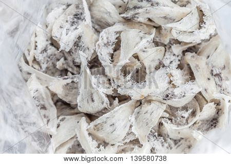 Swallow bird nest Chinese luxury food in plastic bag
