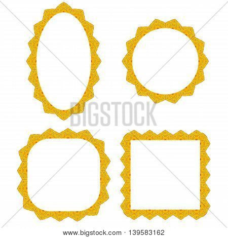 Set of Different Yellow Frames Isolated on White Background