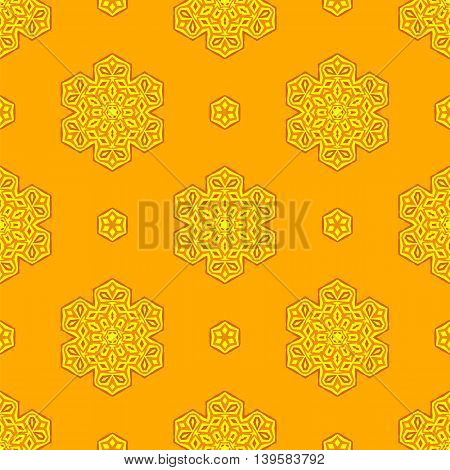 Seamless Creative Ornamental Yellow Pattern. Geometric Decorative Background
