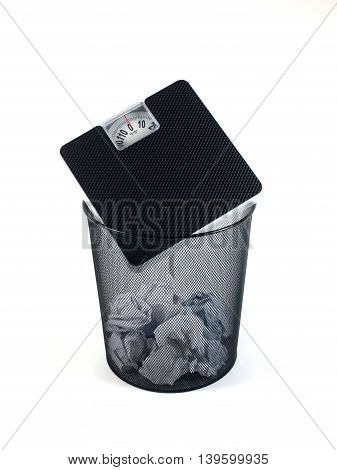 A Trash Bin Isolated Against A White Background