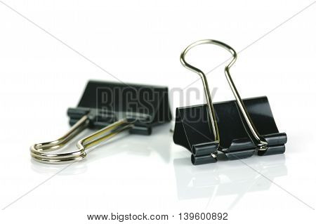 Fold Back Paper Clips isolated on white background