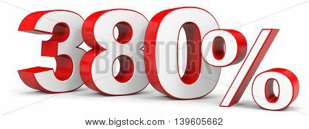 Discount 380 percent on white background. 3D illustration.