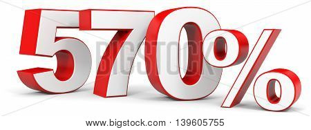 Discount 570 percent on white background. 3D illustration.