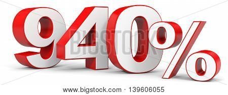 Discount 940 percent on white background. 3D illustration.