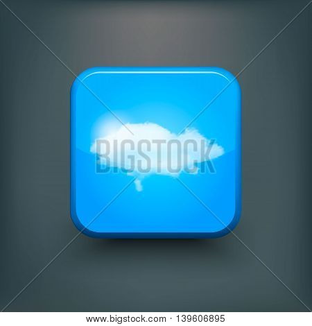 Modern realistic icon with sun and clouds. Vector illustration.