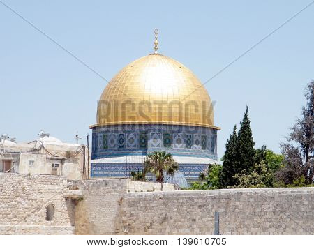 The dome of Rock Mosque in the old city of Jerusalem Israel