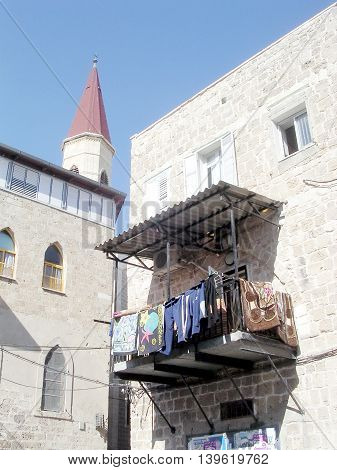 Houses near Terra Sancta School in the old city of Acre Akko Israel