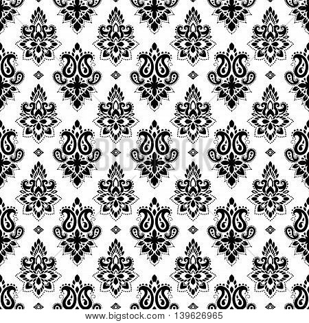 Seamless pattern based on traditional Asian elements Paisley. Boho vintage style vector background. Best motive for print on fabric or papper.