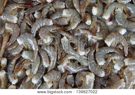 Fresh raw shrimp pattern viewed from above