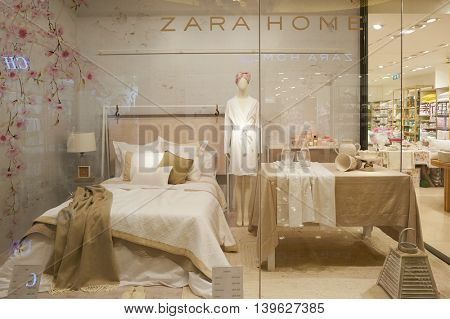 MACAO, CHINA - FEBRUARY 16, 2016: inside of Shoppes at Sands Cotai Centra. Shoppes at Sands Cotai Central is a large shopping mall in Macao