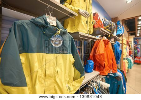 MACAO, CHINA - FEBRUARY 16, 2016: inside of Shoppes at Sands Cotai Centra. Shoppes at Sands Cotai Central is a large shopping mall in Macao