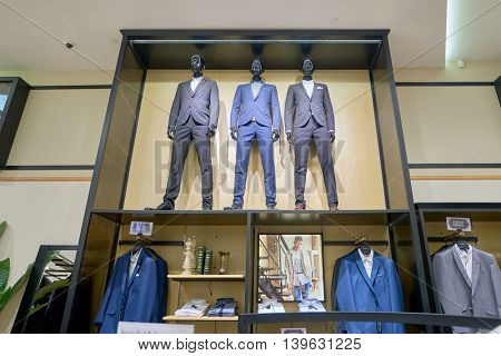 MACAO, CHINA - FEBRUARY 16, 2016: inside of Shoppes at Sands Cotai Centra. Shoppes at Sands Cotai Central is a large shopping mall in Macao