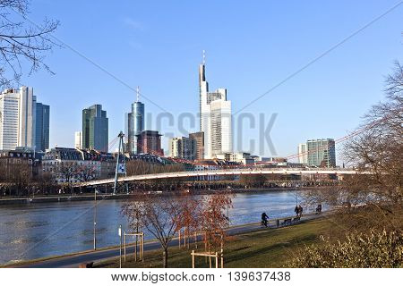 cityscape of Frankfurt am Main Germany with river Main