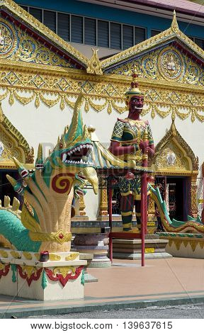 Sculpture At The Thai Temple Wat Chayamangkalaram On Island Penang, Malaysia