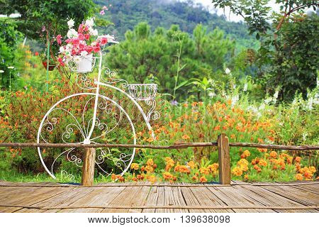 Terrace view point of beautiful flowerin garden