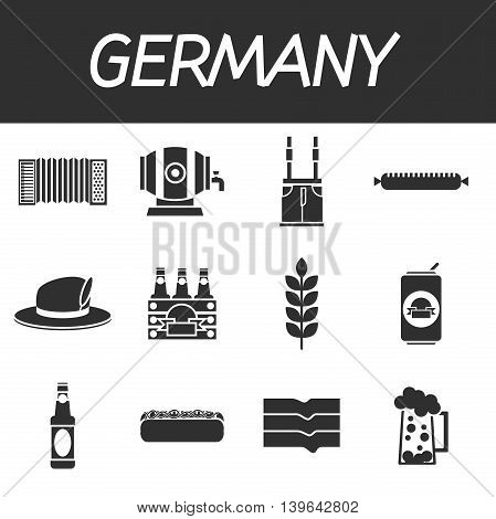 Germany icons set. Traveling Euope. Vector illustration, EPS 10