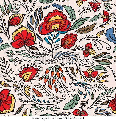 stock vector seamless floral pattern for printing on paper fabric. Indian arabic russian or orient ornament