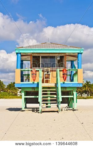 South Beach Miami Lifeguard Tower under blue sky