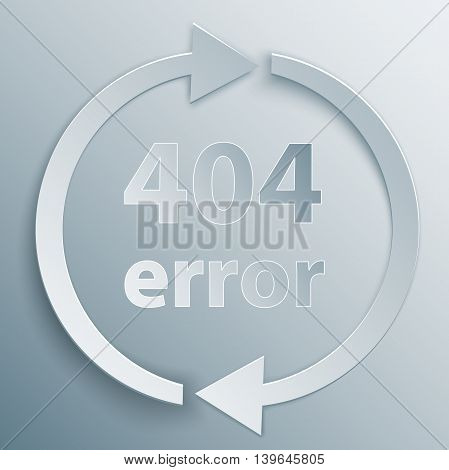404 page not found template with two reboot round arrows in 3d paper and origami style.