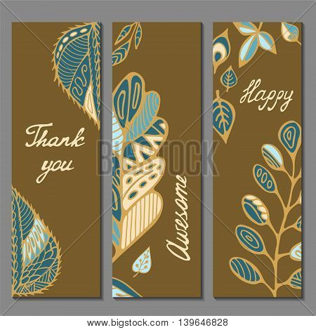 stock vector template for brochure card cover book invitation with doodle leaf.
