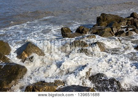 Sea wave Black Sea Poti Georgian coast.
