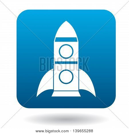 Space rocket icon in flat style on a white background