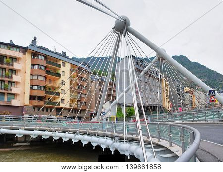 Bridge Through  Gran Valira River In  Andorra La Vella