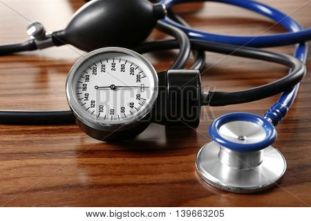 Stethoscope and tonometer, closeup