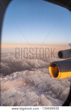 Beautiful View From The Aircraft To The Mountains In Tashkent, China And Kirgistan