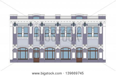 Vector Flat Illustration of an XIX Century Building