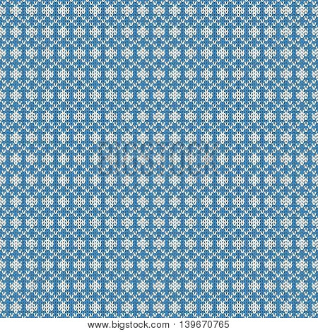 Repeating knitted seamless pattern. Woolen texture with a jacquard pattern. Abstract winter holiday design. Sweater ornament