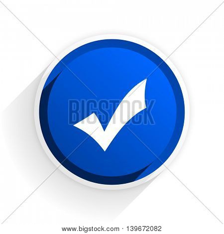 accept flat icon with shadow on white background, blue modern design web element