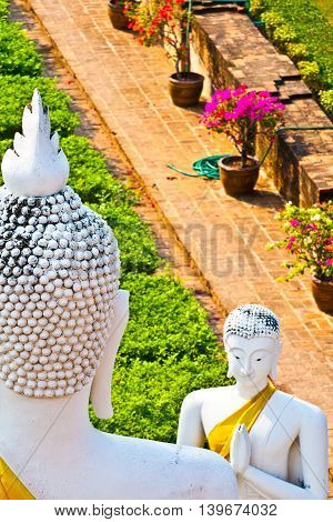 Beautiful Statue Of Buddhas In Temple Wat Yai Chai Mongkol
