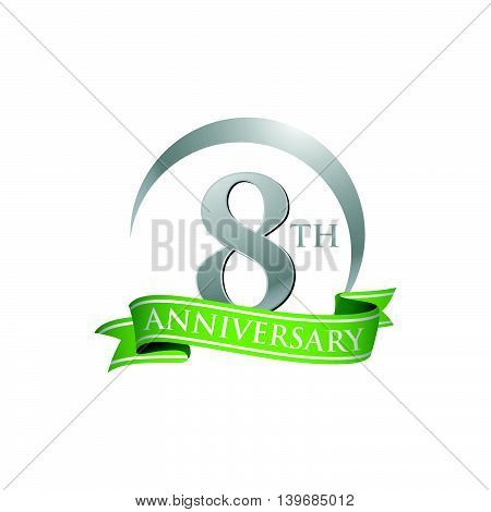 8th anniversary green logo template. Creative design. Business success