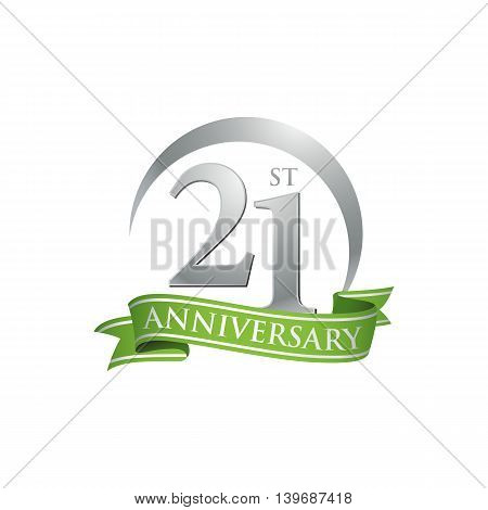 21st anniversary green logo template. Creative design. Business success