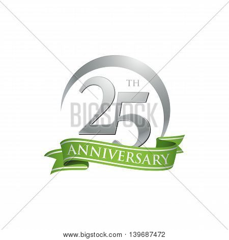 25th anniversary green logo template. Creative design. Business success